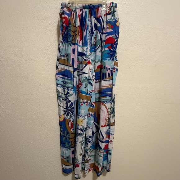 Fresh Destinations Tropical Vacation Print Rayon Wide Leg Pants Womens Medium - Picture 9 of 16
